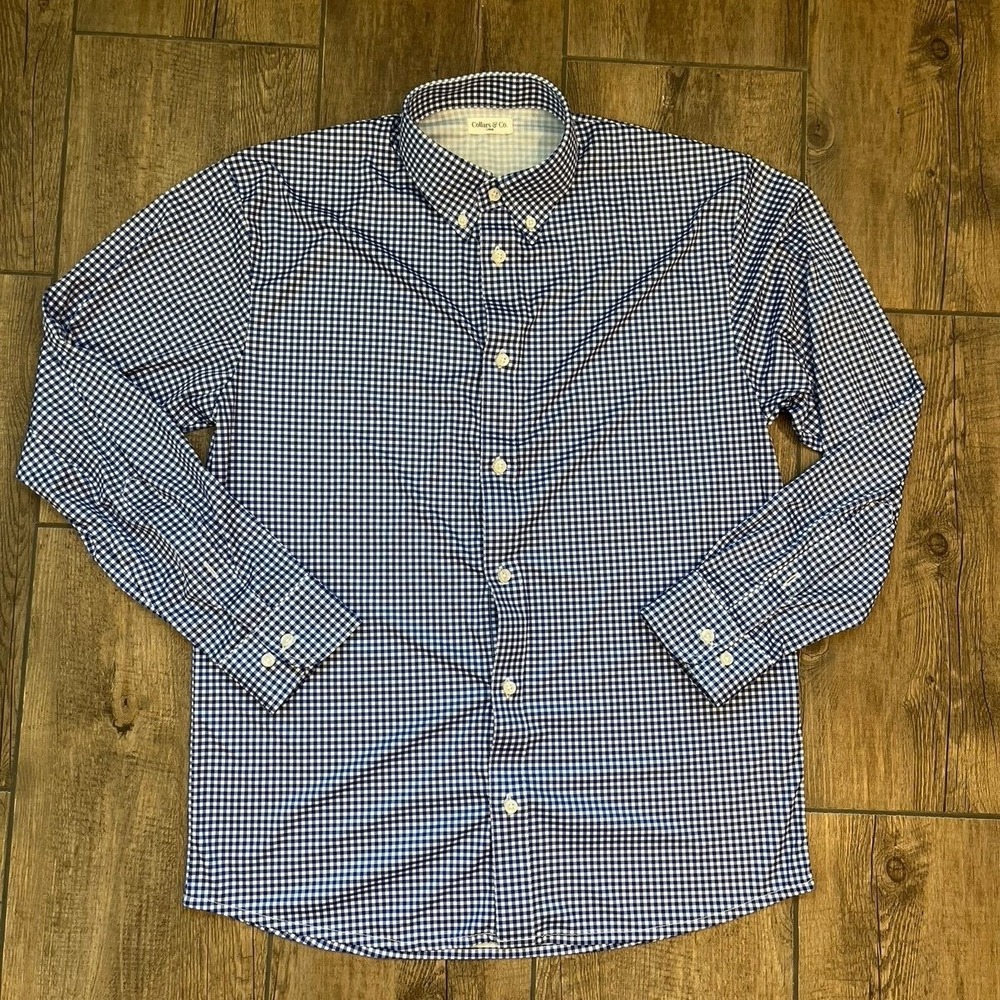 Men's Blue Gingham Button-Down Shirt - Classic Casual Shirt
